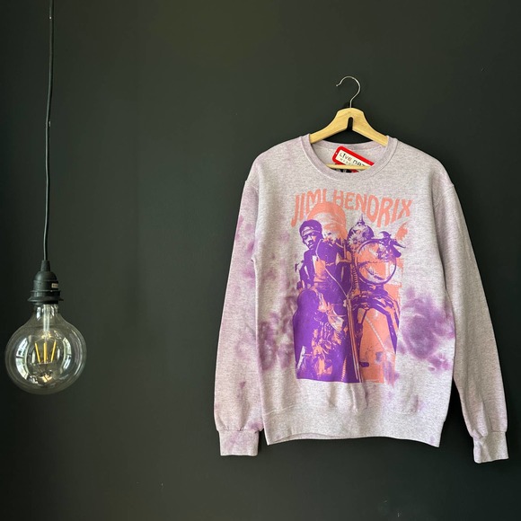 Jimi Hendrix Tie Dye Purple Crew Neck Graphic Band Sweatshirt NEW Small - Picture 2 of 7